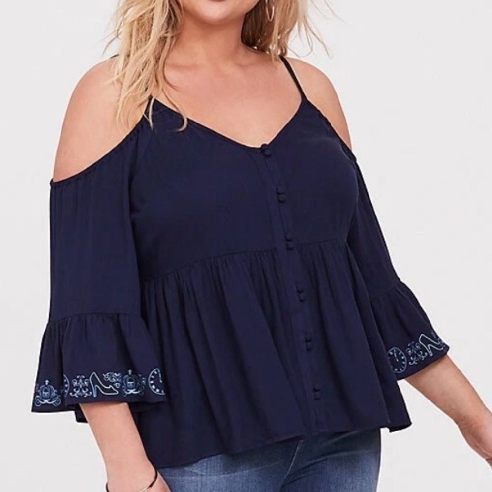 TORRID Disney Princess, Cinderella Blouse Off Shoulder Bell Sleeve - 3X